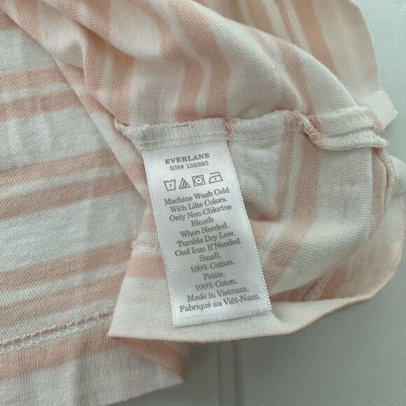 EVERLANE Pink Stripe Crew neck Short Sleeve Tee Shirt size small comfy cotton - Picture 6 of 7